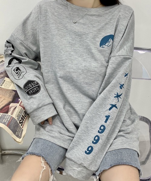 Miniministore(ミニミニストア)の「ロゴトレーナー 韓国風 ビッグシルエット(スウェット・レディース・グレー/ブラック/ホワイト・XL)」の15枚目の写真
