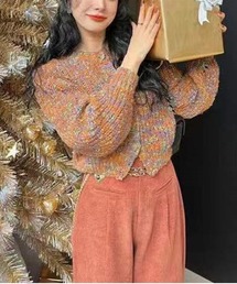 gossip！ロサンゼルス（ゴシップロサンゼルス）の「ミックスカラー くるみボタンカーディガン（カーディガン/ボレロ）」
