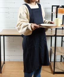 リネン混H型エプロン L
