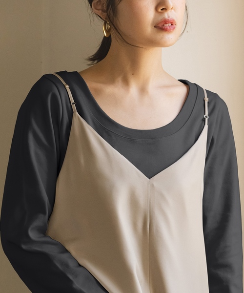 Noble（ノーブル）の「スビンコットンロングスリーブTシャツ（Tシャツ/カットソー・レディース・ライトグレー/ブラック/ホワイト・FREE）」の4枚目の写真