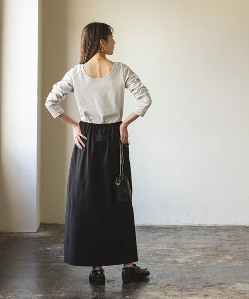 Noble（ノーブル）の「スビンコットンロングスリーブTシャツ（Tシャツ/カットソー・レディース・ライトグレー/ブラック/ホワイト・FREE）」の8枚目の写真