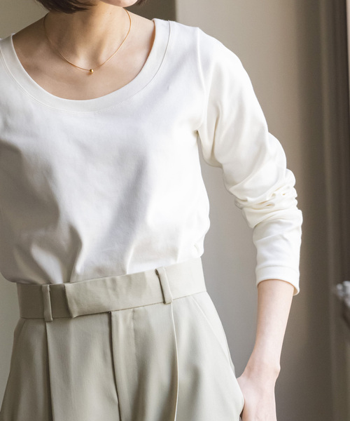 Noble（ノーブル）の「スビンコットンロングスリーブTシャツ（Tシャツ/カットソー・レディース・ライトグレー/ブラック/ホワイト・FREE）」の10枚目の写真