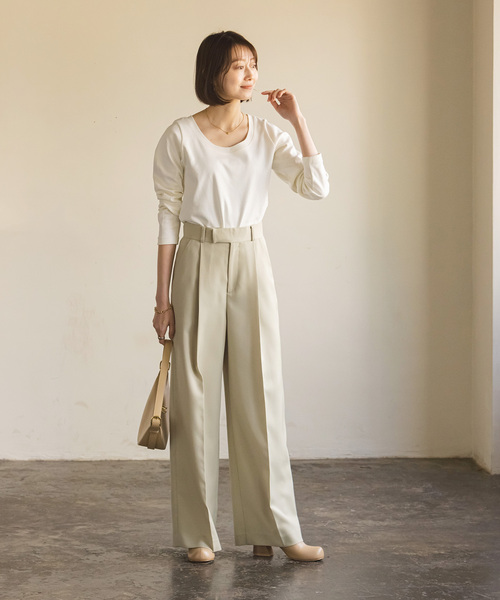 Noble（ノーブル）の「スビンコットンロングスリーブTシャツ（Tシャツ/カットソー・レディース・ライトグレー/ブラック/ホワイト・FREE）」の11枚目の写真