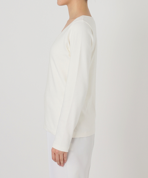 Noble（ノーブル）の「スビンコットンロングスリーブTシャツ（Tシャツ/カットソー・レディース・ライトグレー/ブラック/ホワイト・FREE）」の14枚目の写真