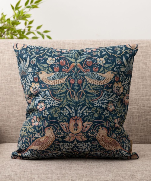 新品　ウィリアムモリス【レスター】クッションカバー2枚組 セール】動物とウィリアムモリス柄 両面デザイン リネン素材