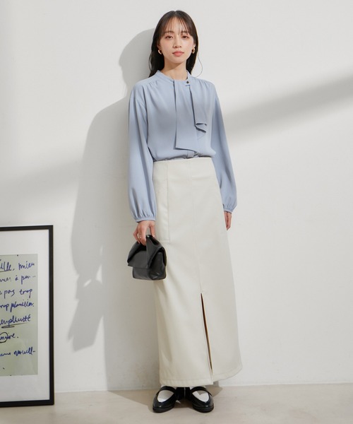 VIS（ビス）の「フェイクレザーIラインスカート（スカート・レディース・ブラック/シルバー系その他/キナリ・M/S）」の13枚目の写真