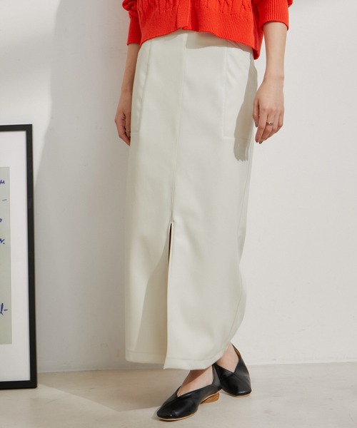 VIS（ビス）の「フェイクレザーIラインスカート（スカート・レディース・ブラック/シルバー系その他/キナリ・M/S）」の9枚目の写真