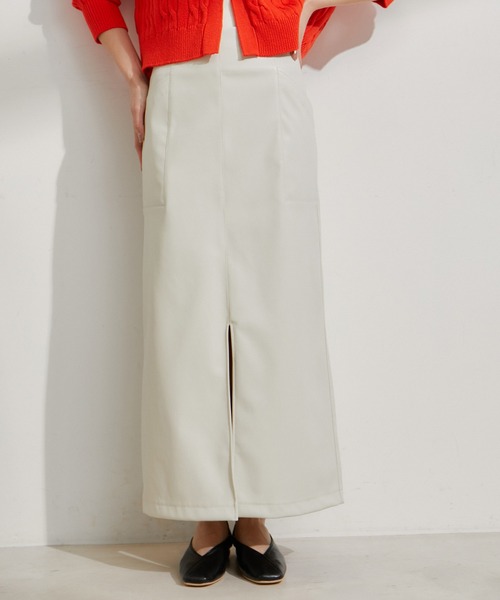 VIS（ビス）の「フェイクレザーIラインスカート（スカート・レディース・ブラック/シルバー系その他/キナリ・M/S）」の10枚目の写真