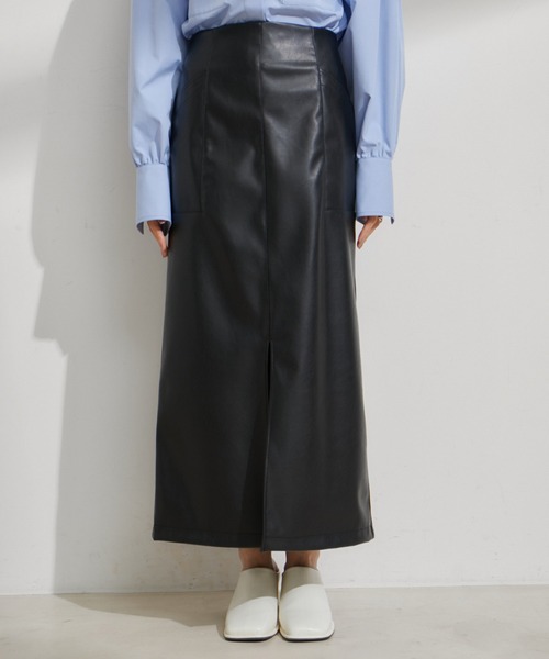 VIS（ビス）の「フェイクレザーIラインスカート（スカート・レディース・ブラック/シルバー系その他/キナリ・M/S）」の18枚目の写真