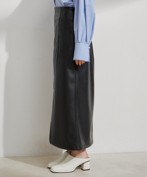 VIS（ビス）の「フェイクレザーIラインスカート（スカート・レディース・ブラック/シルバー系その他/キナリ・M/S）」の19枚目の写真
