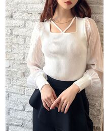 RESEXXY | スクエアネックシアースリーブトップス(ニット/セーター)