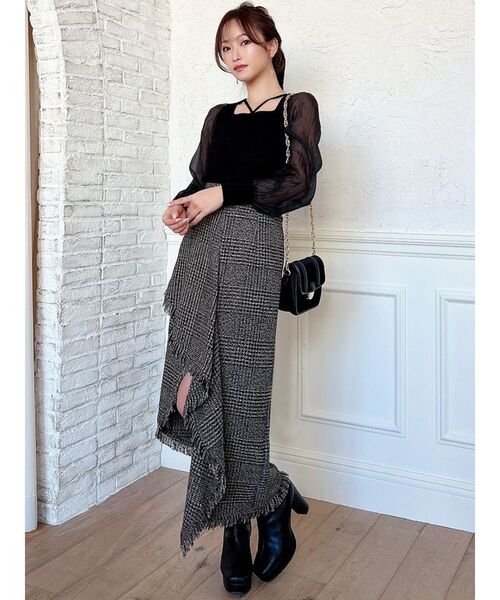 RESEXXY（リゼクシー）の「スクエアネックシアースリーブトップス（ニット/セーター・レディース・ホワイト/ブラック/ピンク・FREE）」の9枚目の写真