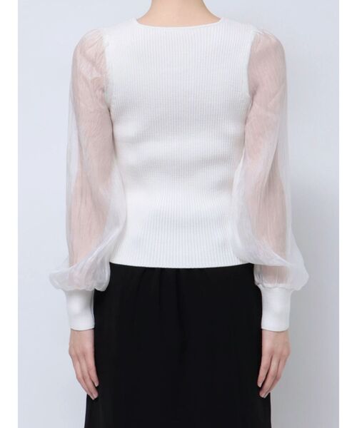 RESEXXY（リゼクシー）の「スクエアネックシアースリーブトップス（ニット/セーター・レディース・ホワイト/ブラック/ピンク・FREE）」の16枚目の写真