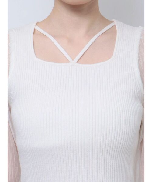 RESEXXY（リゼクシー）の「スクエアネックシアースリーブトップス（ニット/セーター・レディース・ホワイト/ブラック/ピンク・FREE）」の17枚目の写真