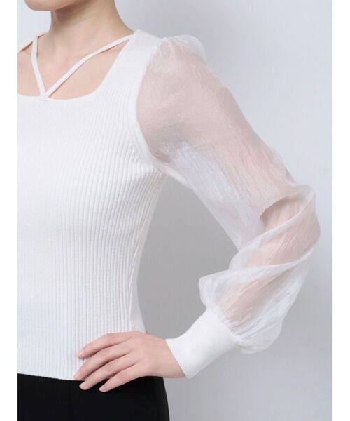 RESEXXY（リゼクシー）の「スクエアネックシアースリーブトップス（ニット/セーター・レディース・ホワイト/ブラック/ピンク・FREE）」の18枚目の写真