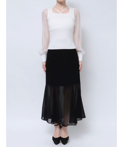 RESEXXY（リゼクシー）の「スクエアネックシアースリーブトップス（ニット/セーター・レディース・ホワイト/ブラック/ピンク・FREE）」の21枚目の写真