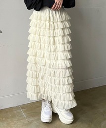 シフォンフリルロングスカート