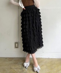 シフォンフリルロングスカート