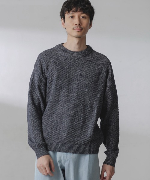 NANO universe（ナノユニバース）の「コットンカラーミックスプルオーバーニット（ニット/セーター・メンズ・グレー/サックスブルー・S/M/L）」の6枚目の写真