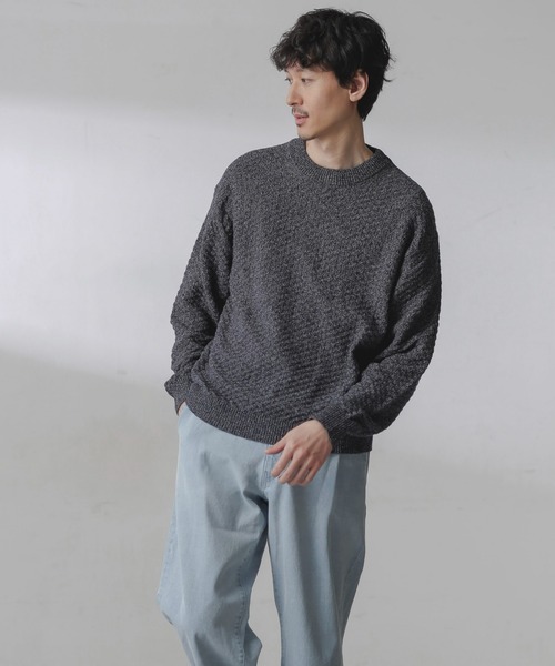 NANO universe（ナノユニバース）の「コットンカラーミックスプルオーバーニット（ニット/セーター・メンズ・グレー/サックスブルー・S/M/L）」の8枚目の写真