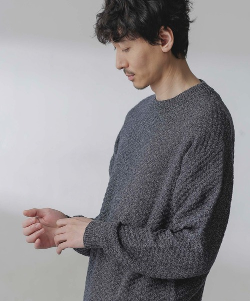 NANO universe（ナノユニバース）の「コットンカラーミックスプルオーバーニット（ニット/セーター・メンズ・グレー/サックスブルー・S/M/L）」の4枚目の写真