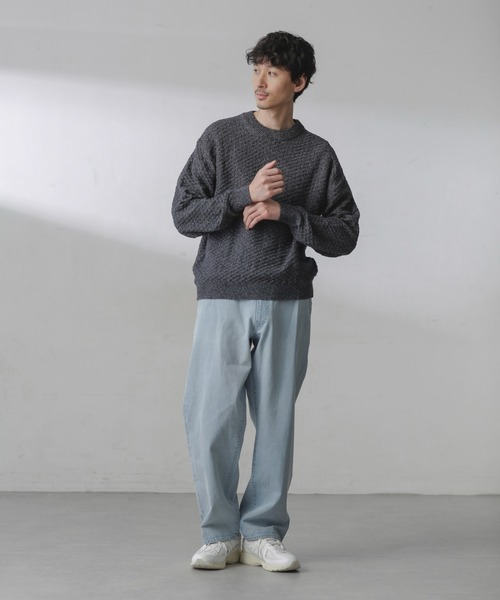 NANO universe（ナノユニバース）の「コットンカラーミックスプルオーバーニット（ニット/セーター・メンズ・グレー/サックスブルー・S/M/L）」の9枚目の写真