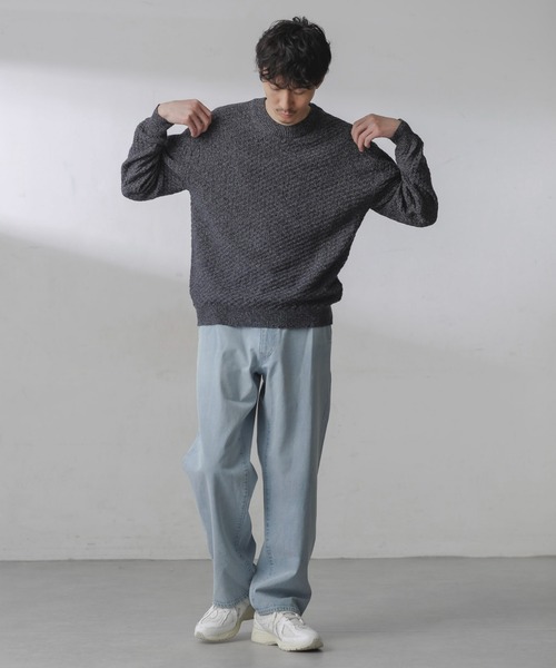NANO universe（ナノユニバース）の「コットンカラーミックスプルオーバーニット（ニット/セーター・メンズ・グレー/サックスブルー・S/M/L）」の10枚目の写真