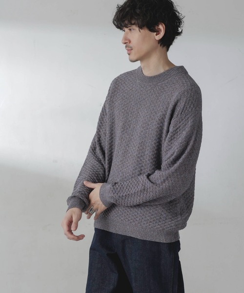 NANO universe（ナノユニバース）の「コットンカラーミックスプルオーバーニット（ニット/セーター・メンズ・グレー/サックスブルー・S/M/L）」の16枚目の写真