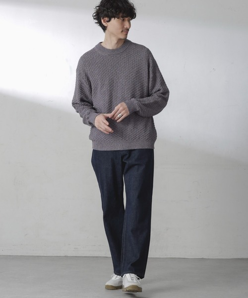 NANO universe（ナノユニバース）の「コットンカラーミックスプルオーバーニット（ニット/セーター・メンズ・グレー/サックスブルー・S/M/L）」の18枚目の写真