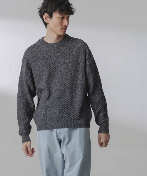 NANO universe（ナノユニバース）の「コットンカラーミックスプルオーバーニット（ニット/セーター・メンズ・グレー/サックスブルー・S/M/L）」の11枚目の写真
