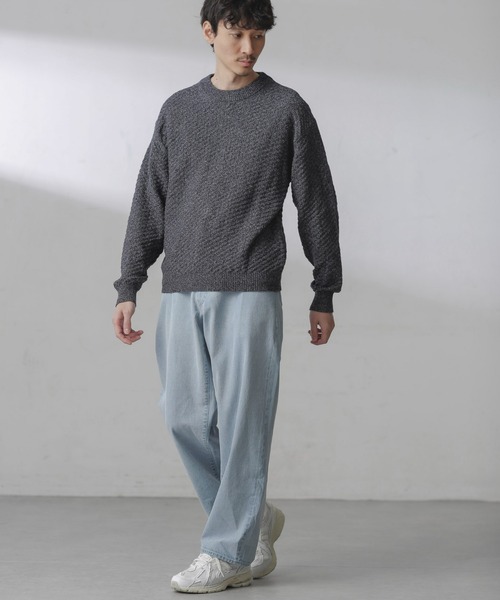 NANO universe（ナノユニバース）の「コットンカラーミックスプルオーバーニット（ニット/セーター・メンズ・グレー/サックスブルー・S/M/L）」の13枚目の写真