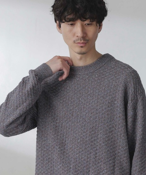 NANO universe（ナノユニバース）の「コットンカラーミックスプルオーバーニット（ニット/セーター・メンズ・グレー/サックスブルー・S/M/L）」の17枚目の写真