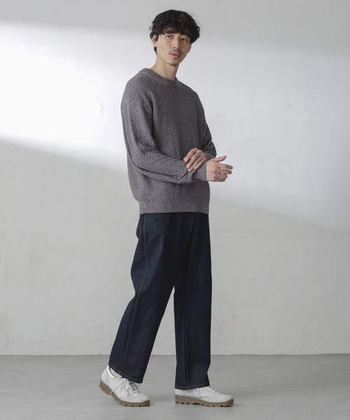 NANO universe（ナノユニバース）の「コットンカラーミックスプルオーバーニット（ニット/セーター・メンズ・グレー/サックスブルー・S/M/L）」の19枚目の写真