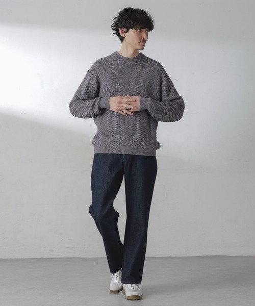 NANO universe（ナノユニバース）の「コットンカラーミックスプルオーバーニット（ニット/セーター・メンズ・グレー/サックスブルー・S/M/L）」の20枚目の写真