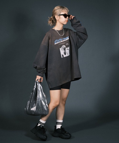 RePRODUCTION LABEL(リプロダクションレーベル)の「【ユニセックス】【RePRODUCTION LABEL / リプロダクションレーベル】イラストプリントバンドロンT(Tシャツ/カットソー・レディース・ホワイト/チャコールグレー・FREE)」の12枚目の写真