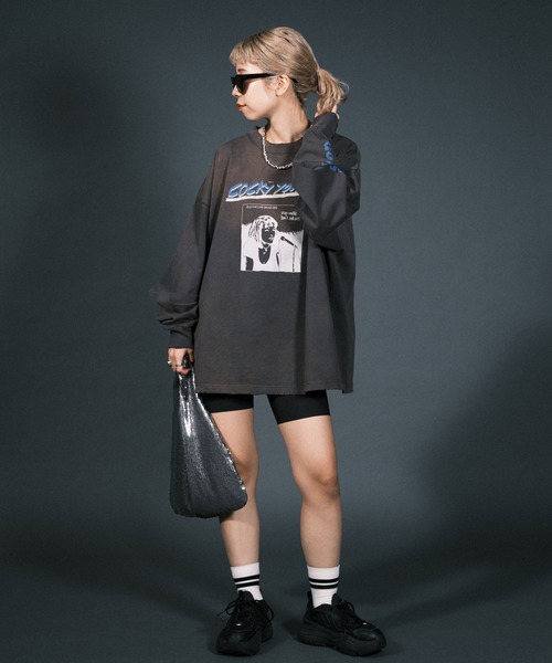 RePRODUCTION LABEL(リプロダクションレーベル)の「【ユニセックス】【RePRODUCTION LABEL / リプロダクションレーベル】イラストプリントバンドロンT(Tシャツ/カットソー・レディース・ホワイト/チャコールグレー・FREE)」の21枚目の写真