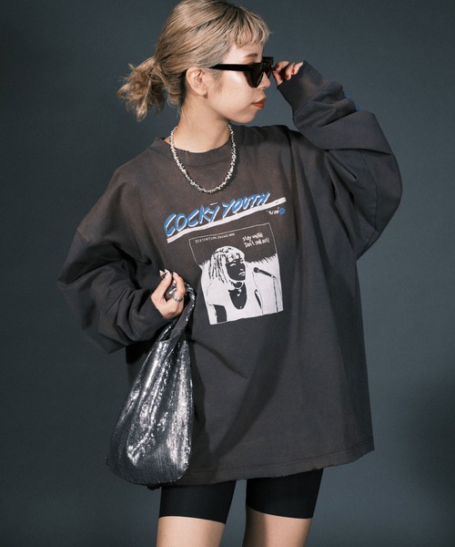 RePRODUCTION LABEL(リプロダクションレーベル)の「【ユニセックス】【RePRODUCTION LABEL / リプロダクションレーベル】イラストプリントバンドロンT(Tシャツ/カットソー・レディース・ホワイト/チャコールグレー・FREE)」の8枚目の写真