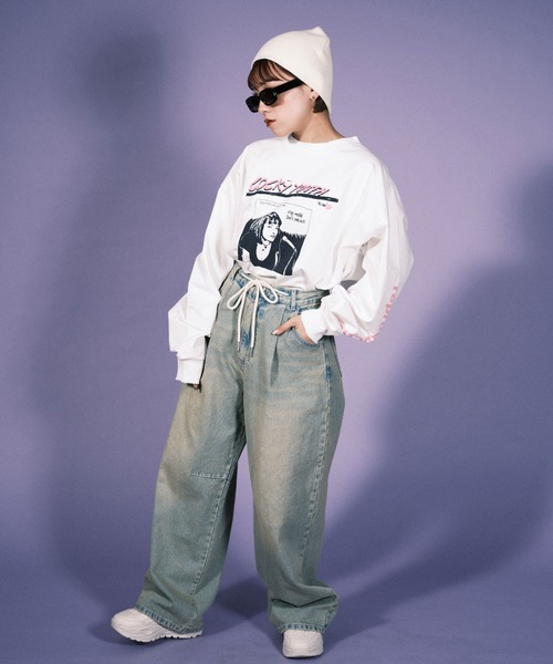 RePRODUCTION LABEL(リプロダクションレーベル)の「【ユニセックス】【RePRODUCTION LABEL / リプロダクションレーベル】イラストプリントバンドロンT(Tシャツ/カットソー・レディース・ホワイト/チャコールグレー・FREE)」の17枚目の写真