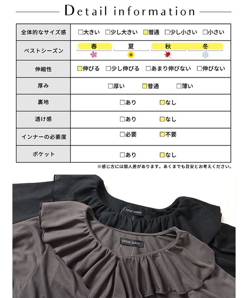 GOLDJAPAN(ゴールドジャパン)の「キャンディスリーブラッフルフリルプルオーバー【大きいサイズ対応】(その他トップス・レディース・ブラック/グレー・LL/3L/4L/5L)」の20枚目の写真
