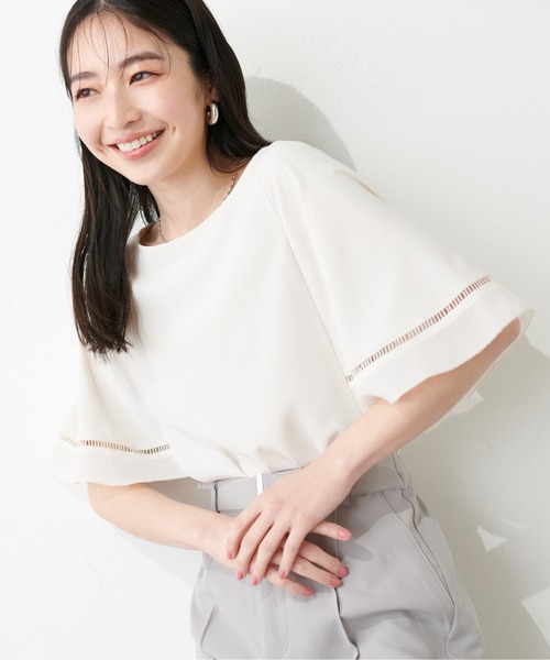 natural couture(ナチュラルクチュール)の「袖口配色切替ブラウス(シャツ/ブラウス・レディース・ライトベージュ/サックスブルー/アイボリー/ネイビー・FREE)」の6枚目の写真