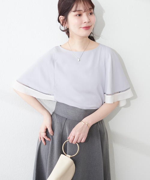 natural couture(ナチュラルクチュール)の「袖口配色切替ブラウス(シャツ/ブラウス・レディース・ライトベージュ/サックスブルー/アイボリー/ネイビー・FREE)」の22枚目の写真