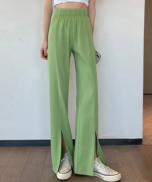 Miniministore(ミニミニストア)の「スリットパンツ ハイウエストカラーパンツ(スラックス・レディース・ブラック/ブルーグレー/グリーン・FREE)」の3枚目の写真
