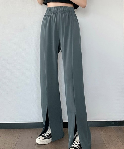 Miniministore(ミニミニストア)の「スリットパンツ ハイウエストカラーパンツ(スラックス・レディース・ブラック/ブルーグレー/グリーン・FREE)」の6枚目の写真