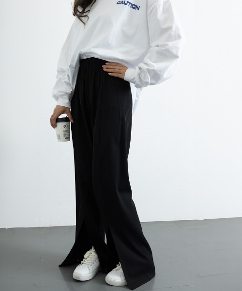 Miniministore(ミニミニストア)の「スリットパンツ ハイウエストカラーパンツ(スラックス・レディース・ブラック/ブルーグレー/グリーン・FREE)」の15枚目の写真