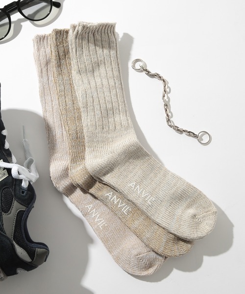 セール】【ANVIL】3パック レディースクルーソックス/3P Quarter Socks