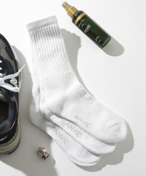 セール】【ANVIL】3パック レディースクルーソックス/3P Quarter Socks