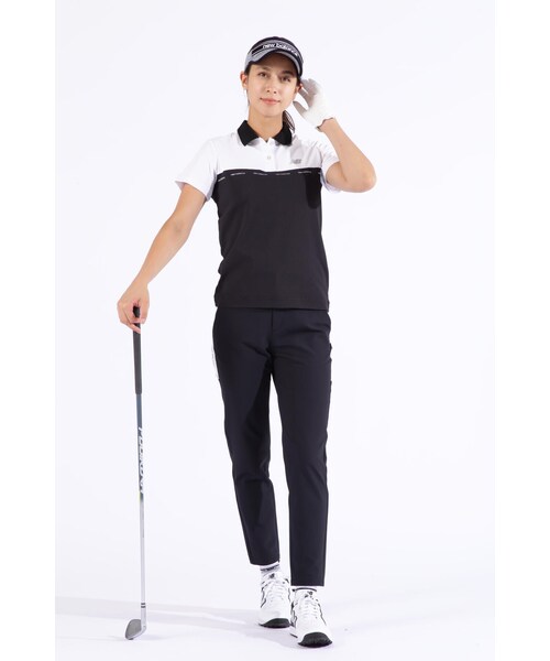 New Balance Golf（ニューバランスゴルフ）の「【new balance golf】バイカラー ポップコーンピケ 半袖 ポロシャツ (WOMENS SPORT)（ポロシャツ・レディース・イエロー/ブラック/ホワイト・SMALL/LARGE/MEDIUM）」の7枚目の写真