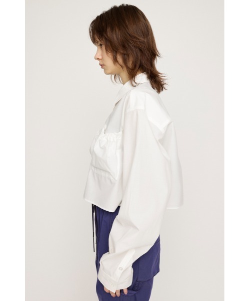 SLY(スライ)の「【限定カラーあり】GATHER POCKET CROPPED SH ギャザー ポケット クロップド シャツ(シャツ/ブラウス・レディース・ライトピンク/ライム/ホワイト/ブルー/マルチ・FREE)」の10枚目の写真