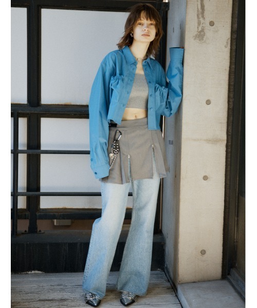 SLY(スライ)の「【限定カラーあり】GATHER POCKET CROPPED SH ギャザー ポケット クロップド シャツ(シャツ/ブラウス・レディース・ライトピンク/ライム/ホワイト/ブルー/マルチ・FREE)」の15枚目の写真
