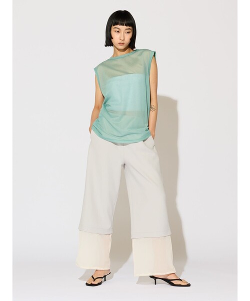 tシャツ MIDIUMISOLID for Ladies シアーノースリーブ プルオーバー レディース MIDIUMISOLID tシャツ for Ladies シアーノースリーブ プル